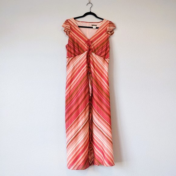 Y2K J. CREW Chevron Flutter Sleeve Dress SZ 12
